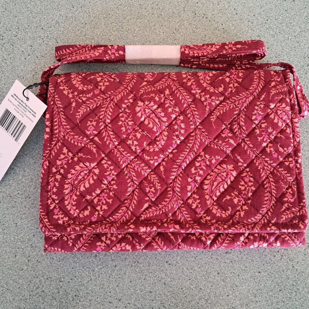 Vera Bradley Basics Mini Flap Crossbody purse in Buttercup Paisley Cherry